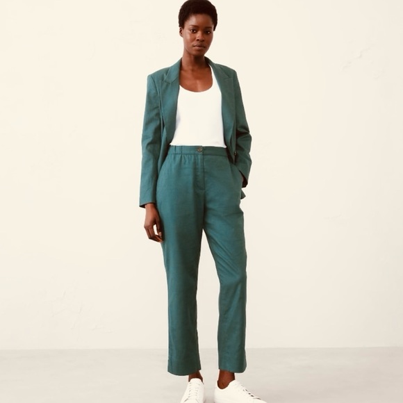 Banana Republic Factory Pants - Banana Republic Factory Linen Blend Dark Teal Tapered Trousers Size Small